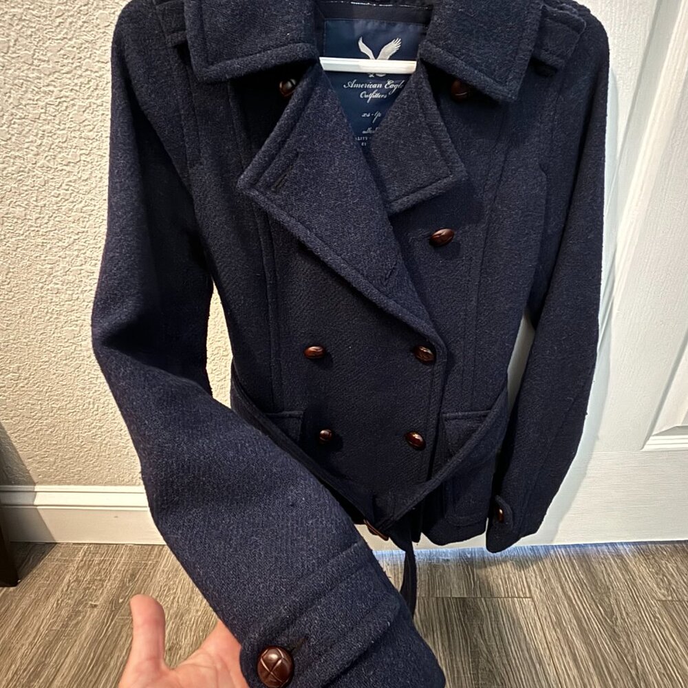 XSmall American Eagle Navy Blue Peacoat - Warm and Classy